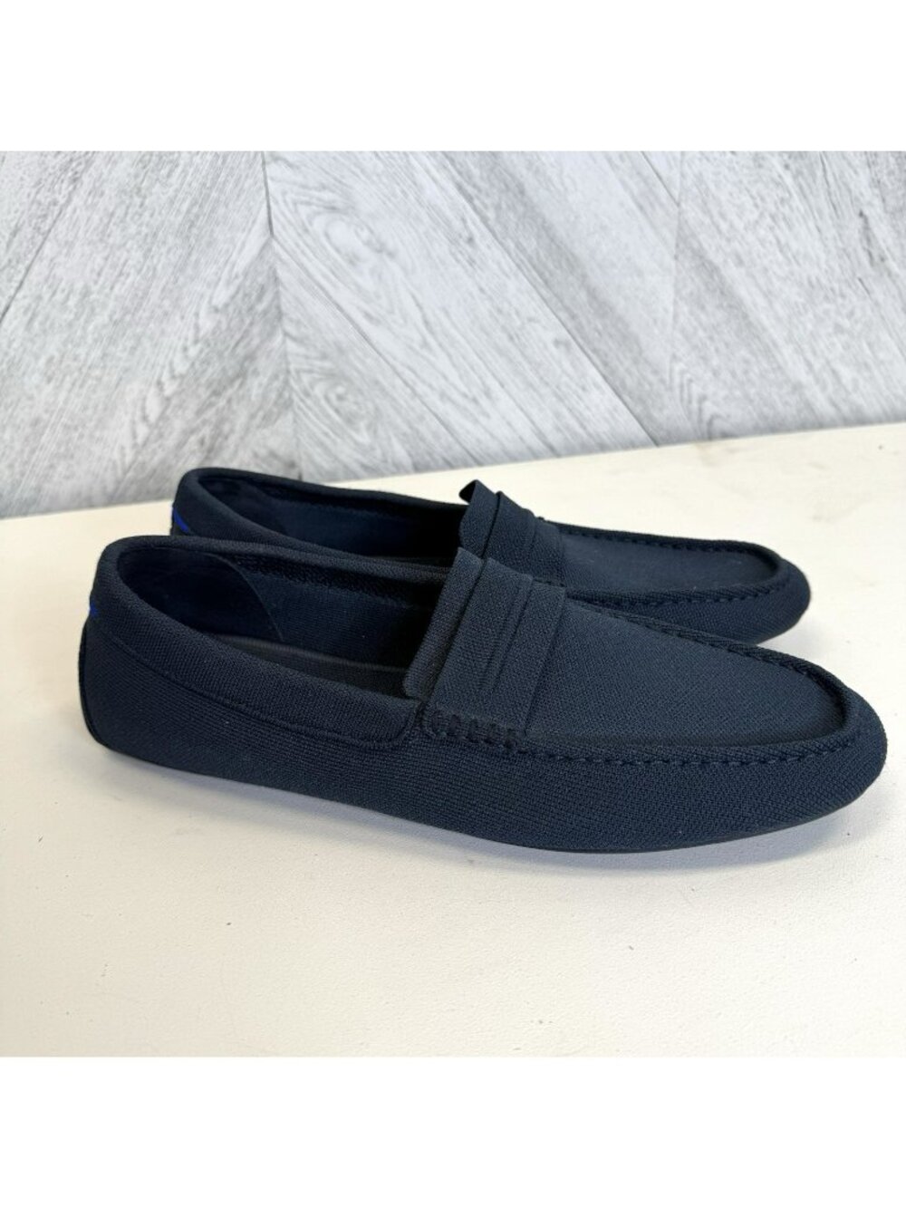 Rothy's The Driving Loafer Mens Size 14 Navy Blue Knit Slip On Comfort Shoes